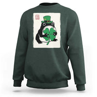 Vintage Japanese Grumpy Frog Sweatshirt Lucky St Paddys Day