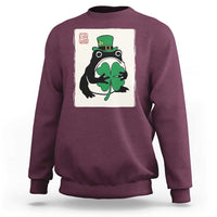 Vintage Japanese Grumpy Frog Sweatshirt Lucky St Paddys Day