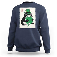 Vintage Japanese Grumpy Frog Sweatshirt Lucky St Paddys Day