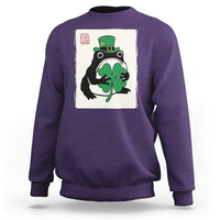 Vintage Japanese Grumpy Frog Sweatshirt Lucky St Paddys Day