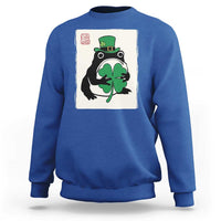 Vintage Japanese Grumpy Frog Sweatshirt Lucky St Paddys Day