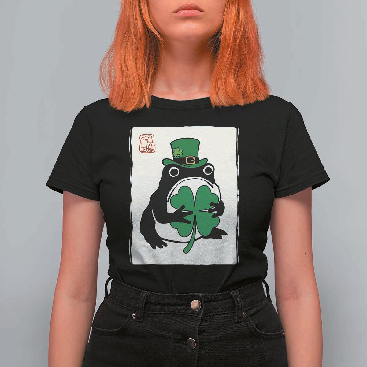 Vintage Japanese Grumpy Frog T Shirt For Women Lucky St Paddys Day