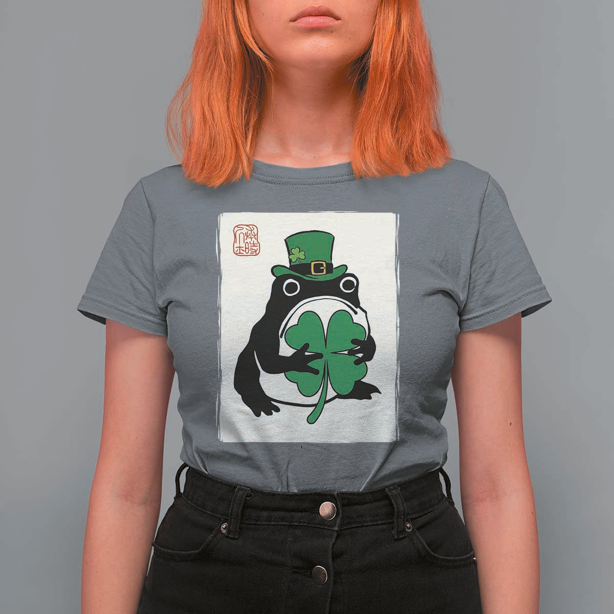 Vintage Japanese Grumpy Frog T Shirt For Women Lucky St Paddys Day