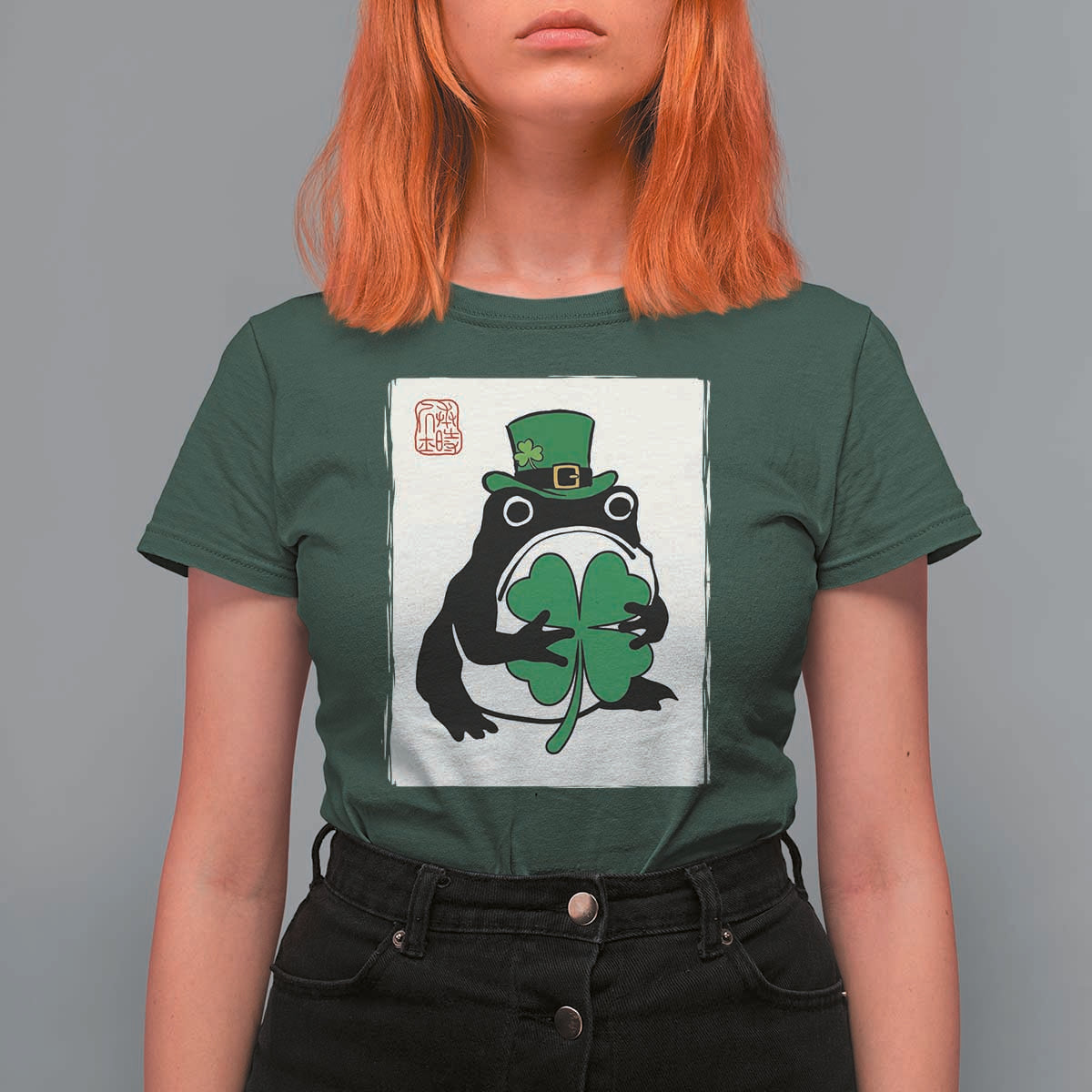 Vintage Japanese Grumpy Frog T Shirt For Women Lucky St Paddys Day