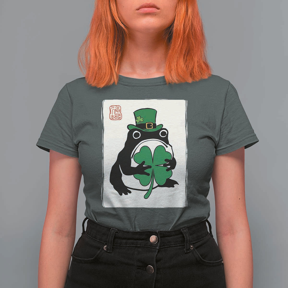Vintage Japanese Grumpy Frog T Shirt For Women Lucky St Paddys Day