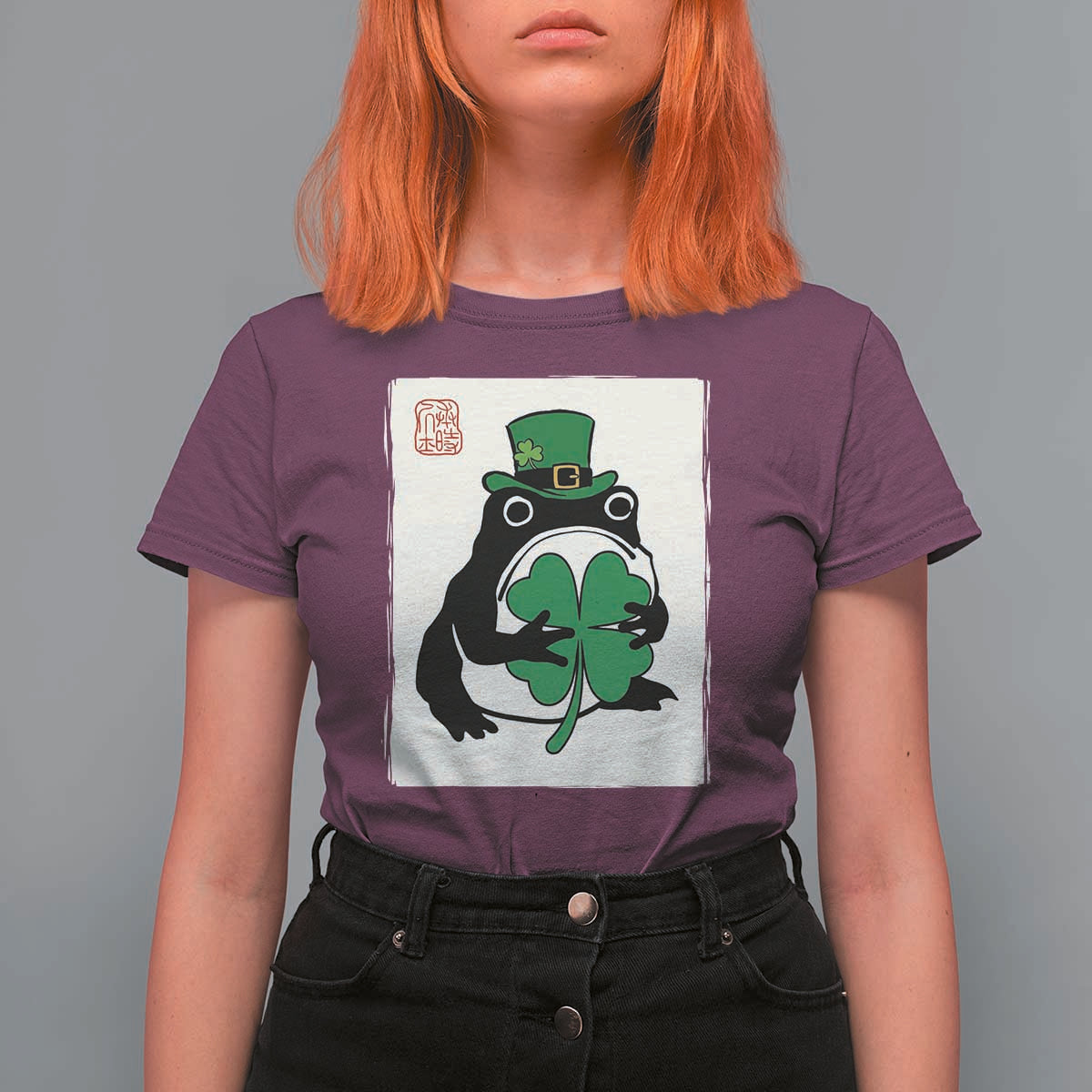 Vintage Japanese Grumpy Frog T Shirt For Women Lucky St Paddys Day