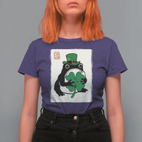 Vintage Japanese Grumpy Frog T Shirt For Women Lucky St Paddys Day