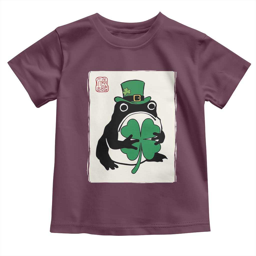 Vintage Japanese Grumpy Frog Toddler T Shirt Lucky St Paddys Day