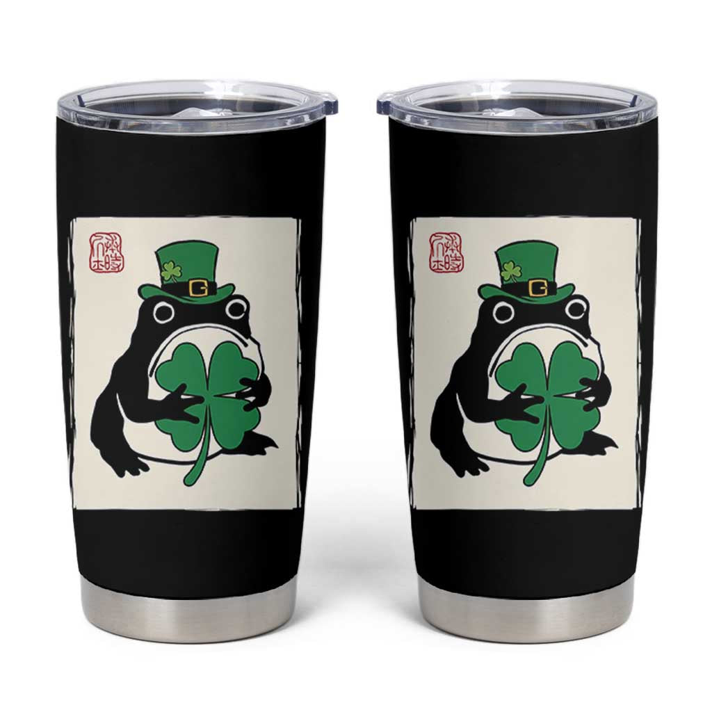 Vintage Japanese Grumpy Frog Tumbler Cup Lucky St Paddys Day