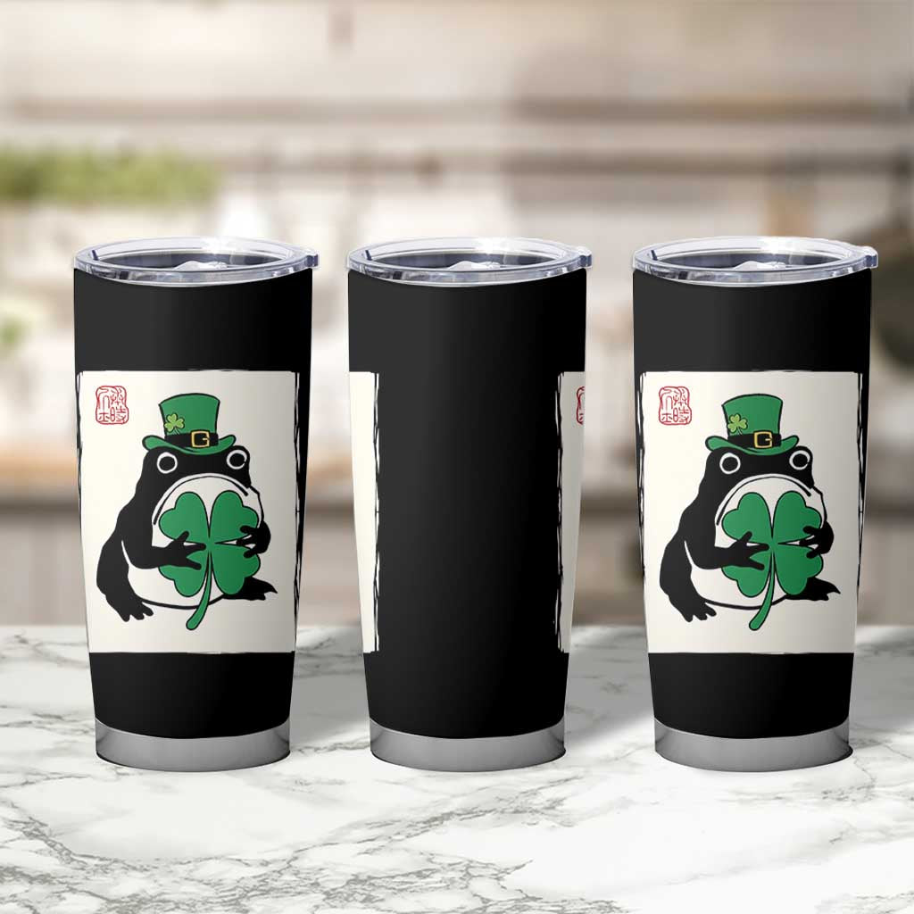 Vintage Japanese Grumpy Frog Tumbler Cup Lucky St Paddys Day