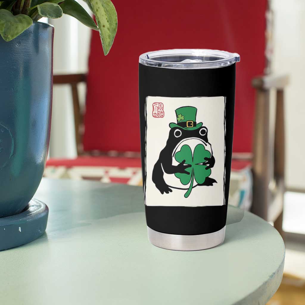 Vintage Japanese Grumpy Frog Tumbler Cup Lucky St Paddys Day