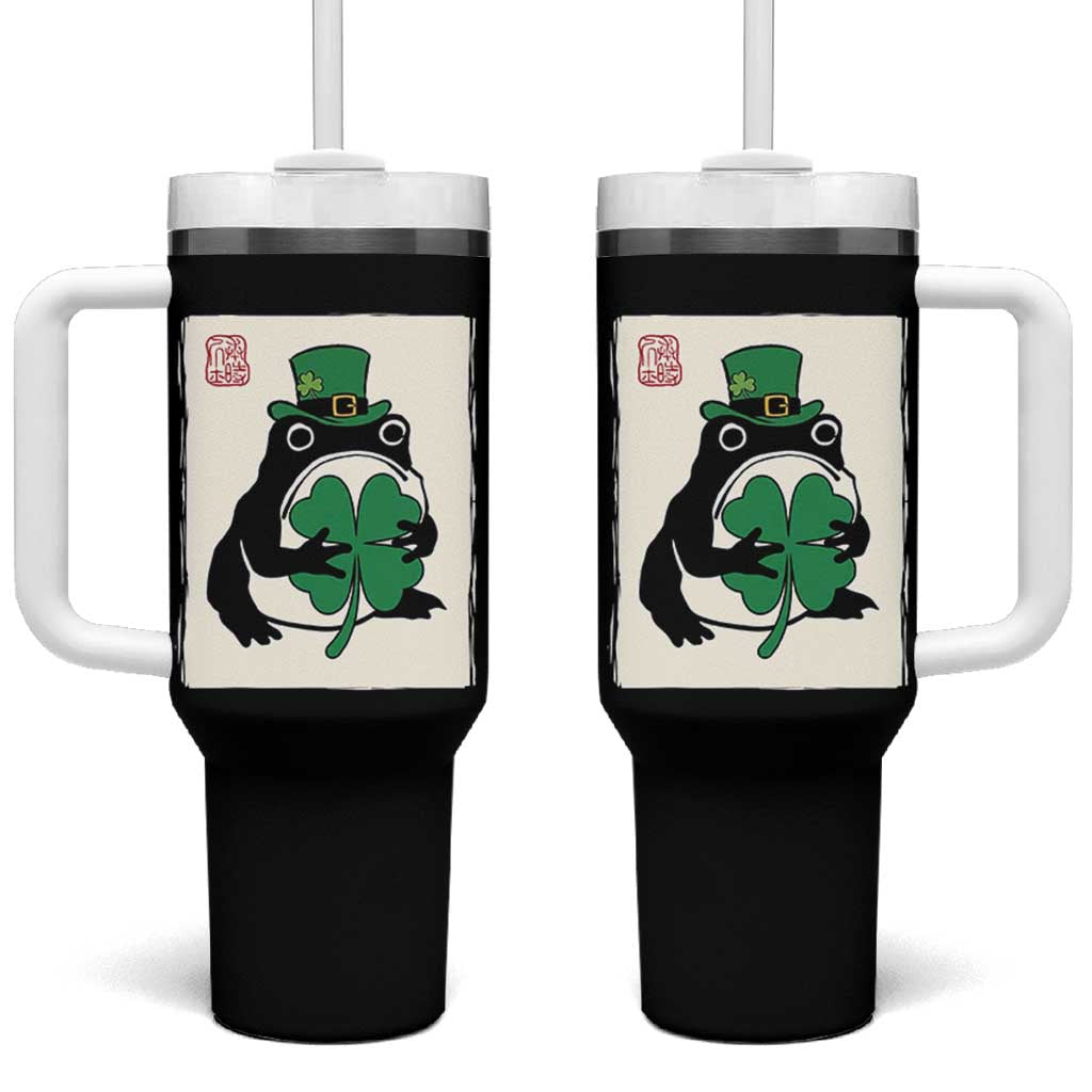 Vintage Japanese Grumpy Frog Tumbler With Handle Lucky St Paddys Day