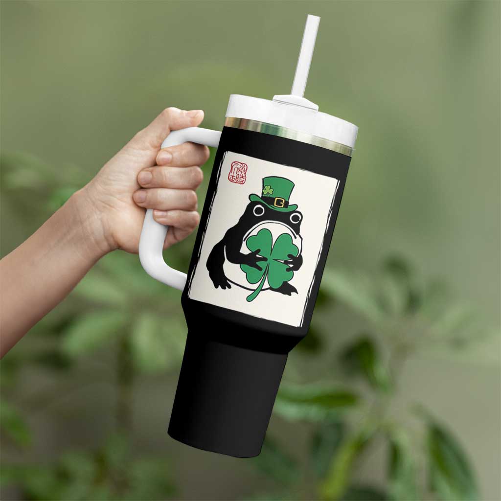 Vintage Japanese Grumpy Frog Tumbler With Handle Lucky St Paddys Day