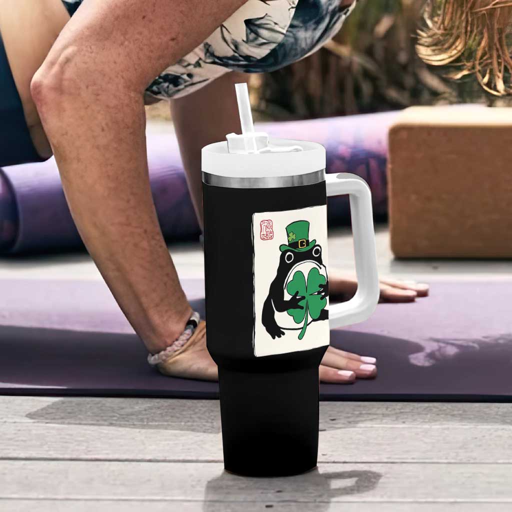 Vintage Japanese Grumpy Frog Tumbler With Handle Lucky St Paddys Day
