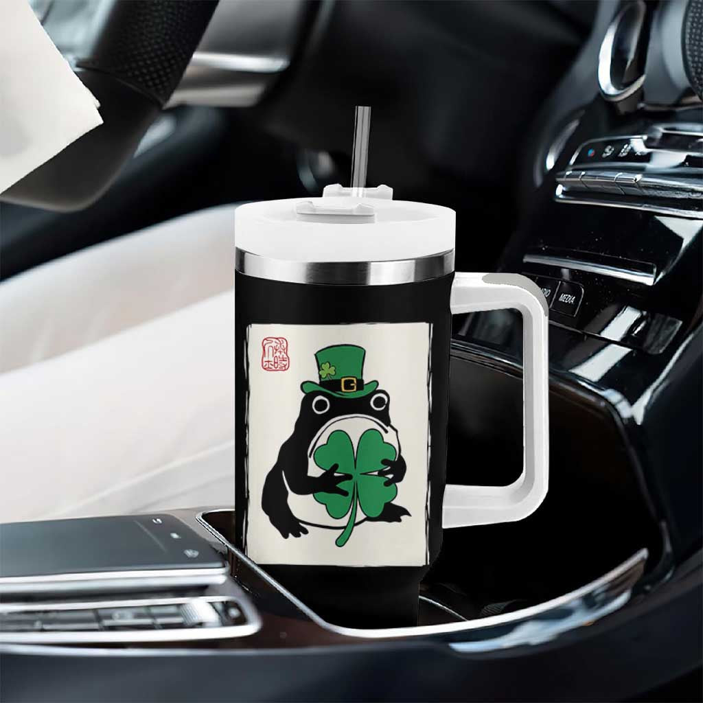 Vintage Japanese Grumpy Frog Tumbler With Handle Lucky St Paddys Day