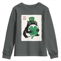 Vintage Japanese Grumpy Frog Youth Sweatshirt Lucky St Paddys Day