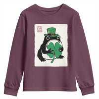 Vintage Japanese Grumpy Frog Youth Sweatshirt Lucky St Paddys Day