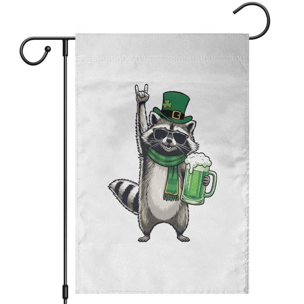 Funny Raccoon Rock On Garden Flag St Patricks Day Gift