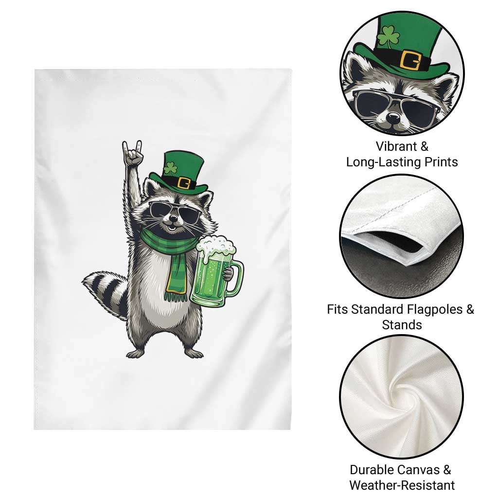 Funny Raccoon Rock On Garden Flag St Patricks Day Gift
