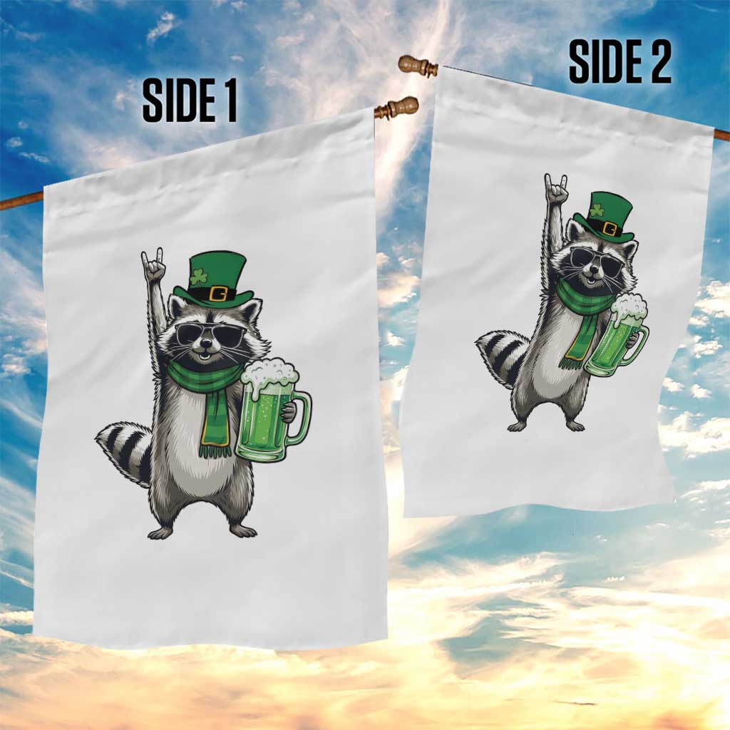 Funny Raccoon Rock On Garden Flag St Patricks Day Gift