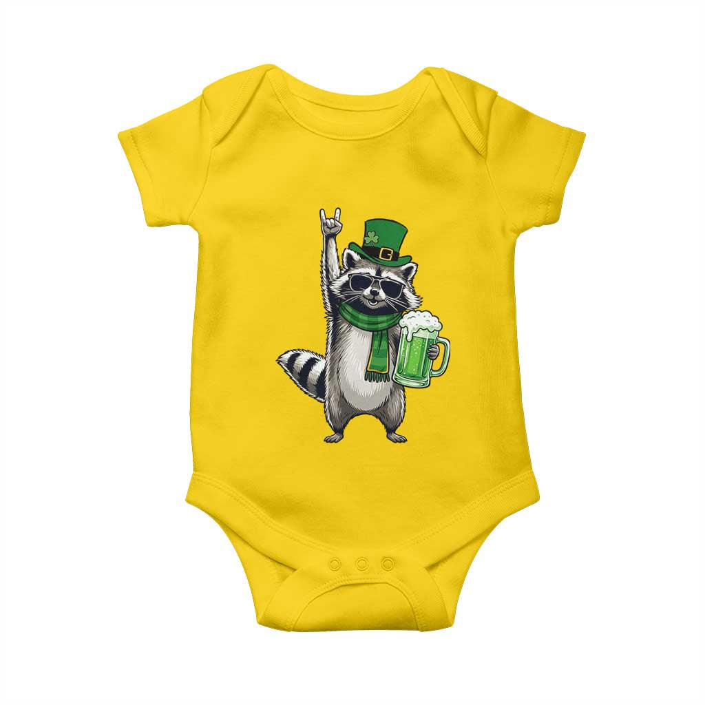 Funny Raccoon Rock On Baby Onesie St Patricks Day Gift