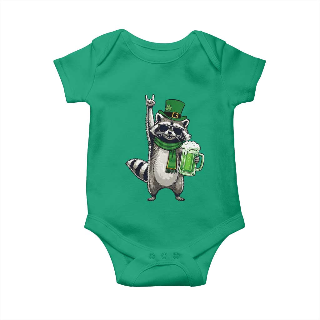 Funny Raccoon Rock On Baby Onesie St Patricks Day Gift