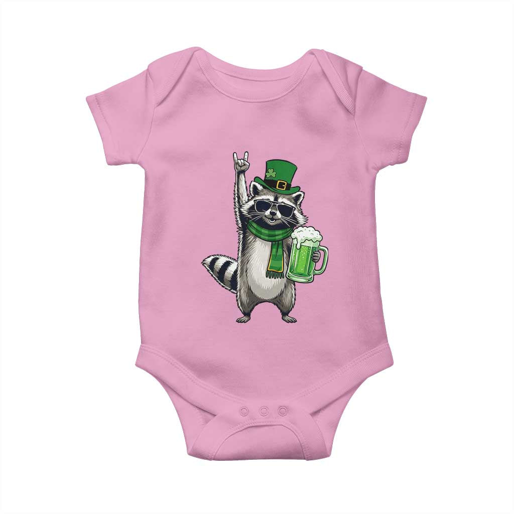 Funny Raccoon Rock On Baby Onesie St Patricks Day Gift