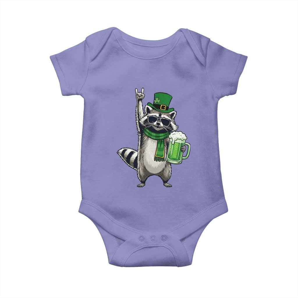 Funny Raccoon Rock On Baby Onesie St Patricks Day Gift