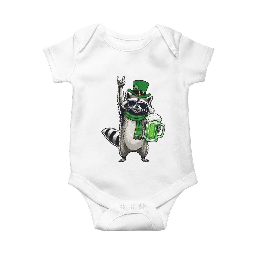 Funny Raccoon Rock On Baby Onesie St Patricks Day Gift