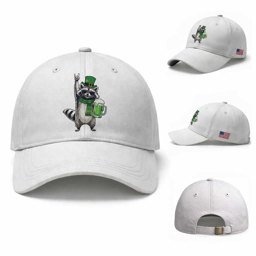 Funny Raccoon Rock On Baseball Cap St Patricks Day Gift