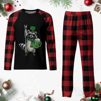 Funny Raccoon Rock On Plaid Pajama Set St Patricks Day Gift