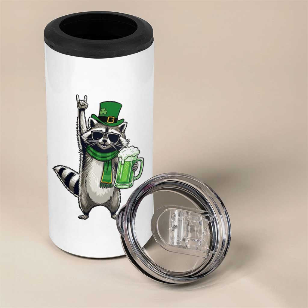 Funny Raccoon Rock On 4 in 1 Can Cooler Tumbler St Patricks Day Gift