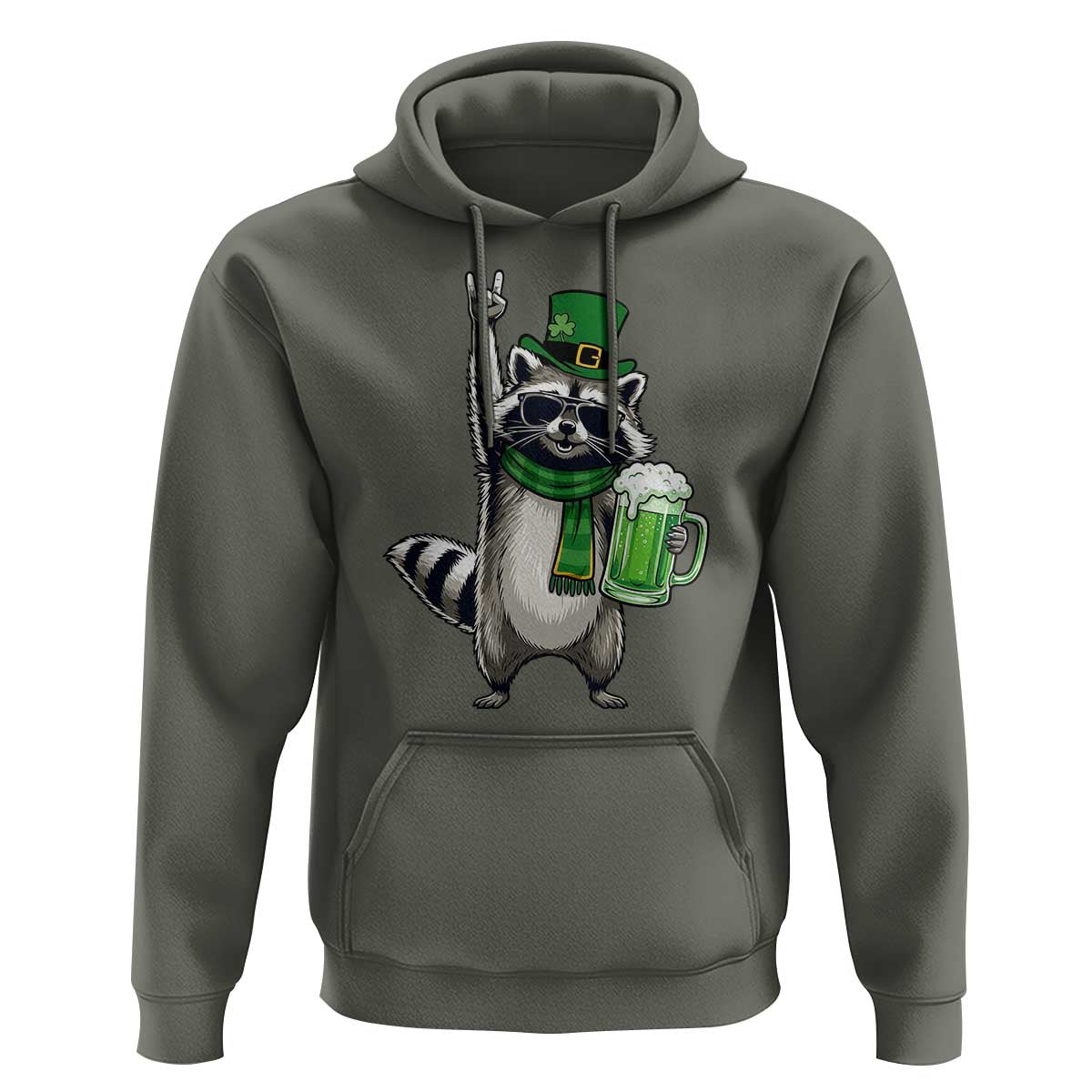 Funny Raccoon Rock On Hoodie St Patricks Day Gift