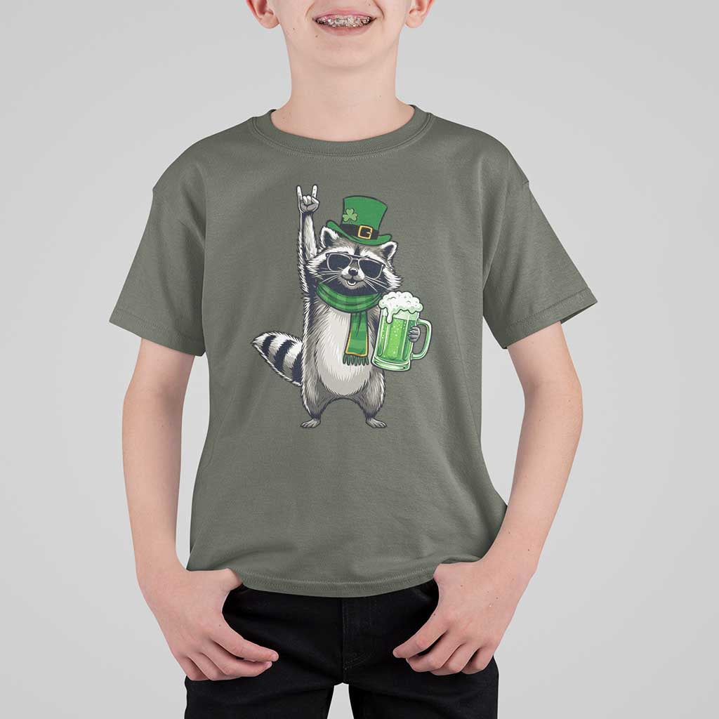 Funny Raccoon Rock On T Shirt For Kid St Patricks Day Gift