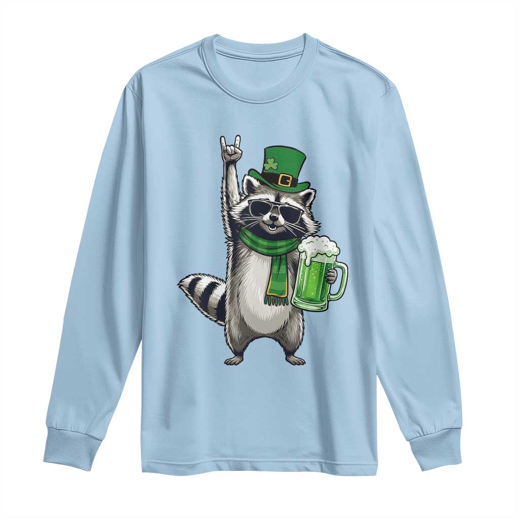 Funny Raccoon Rock On Long Sleeve Shirt St Patricks Day Gift
