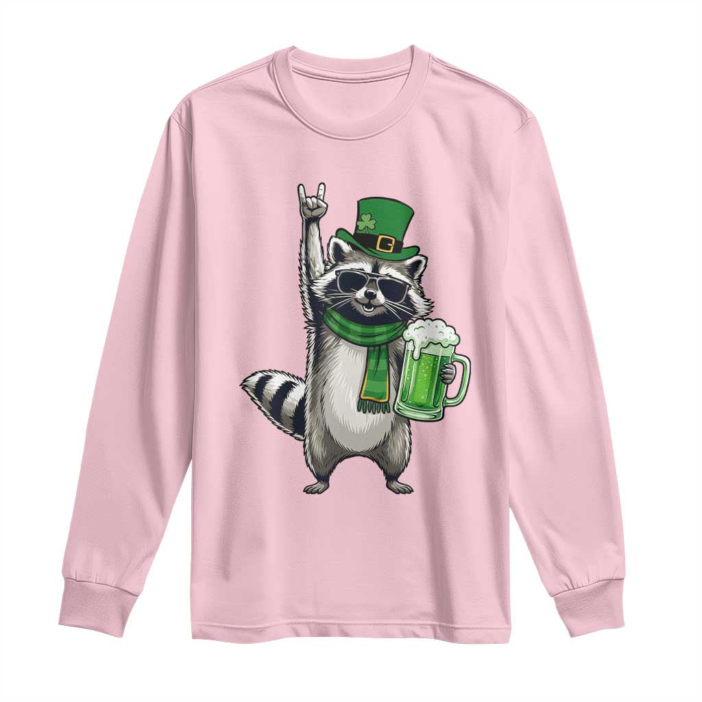 Funny Raccoon Rock On Long Sleeve Shirt St Patricks Day Gift