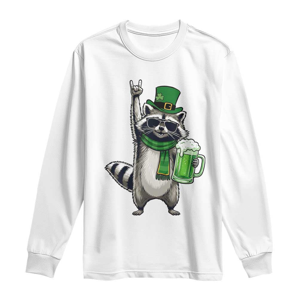 Funny Raccoon Rock On Long Sleeve Shirt St Patricks Day Gift