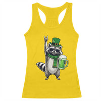 Funny Raccoon Rock On Racerback Tank Top St Patricks Day Gift