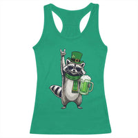 Funny Raccoon Rock On Racerback Tank Top St Patricks Day Gift