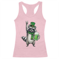 Funny Raccoon Rock On Racerback Tank Top St Patricks Day Gift