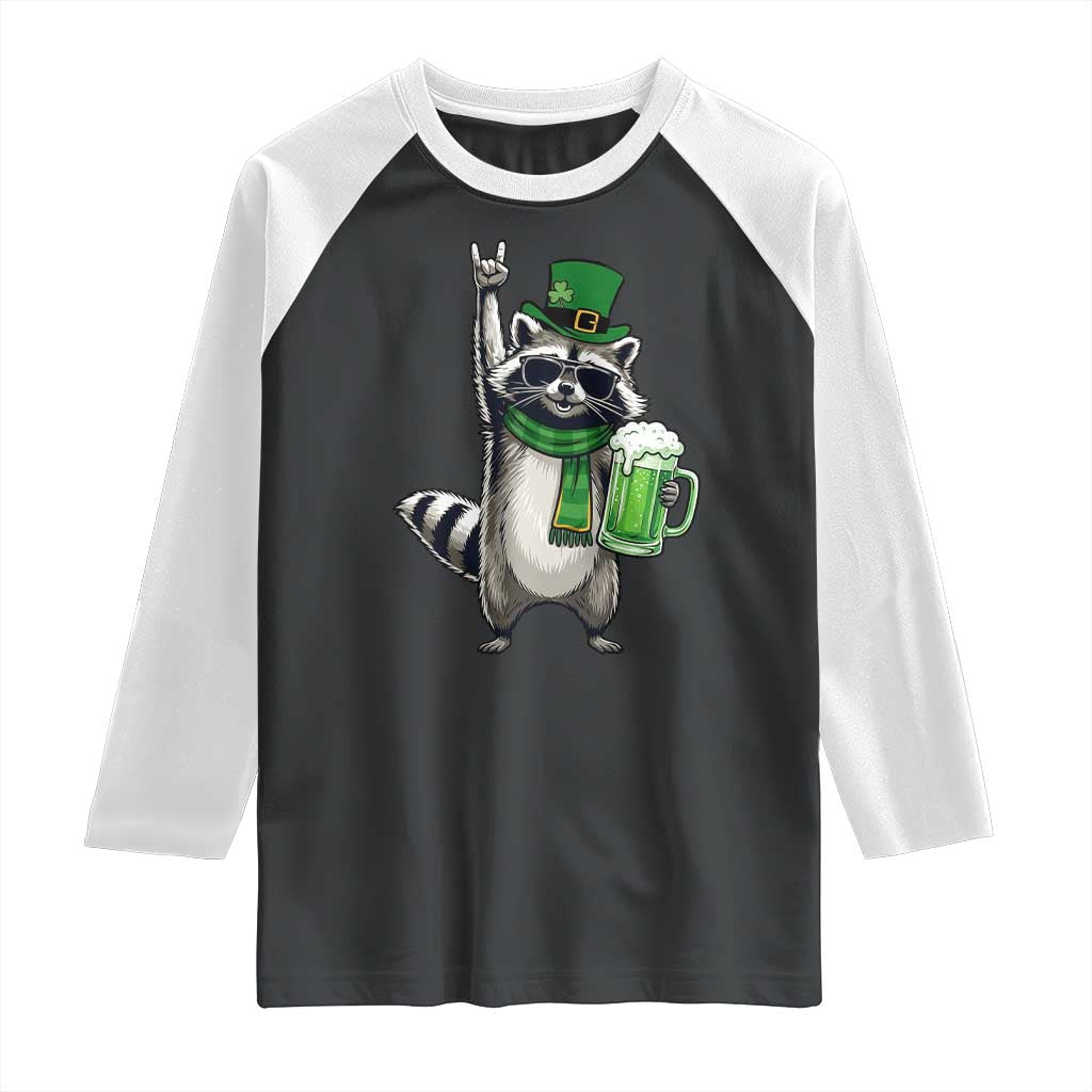 Funny Raccoon Rock On Raglan Shirt St Patricks Day Gift