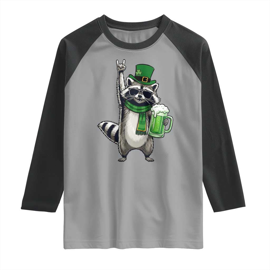 Funny Raccoon Rock On Raglan Shirt St Patricks Day Gift