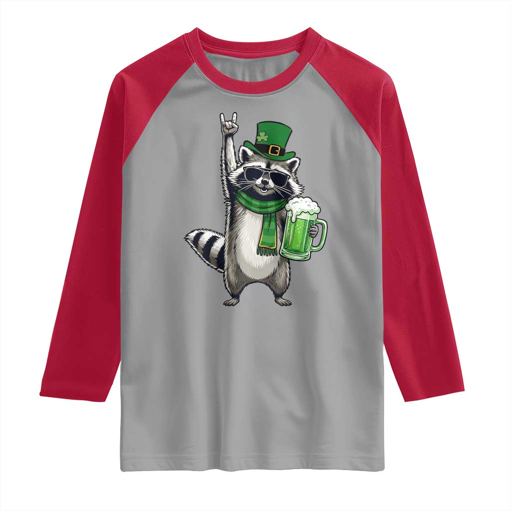 Funny Raccoon Rock On Raglan Shirt St Patricks Day Gift