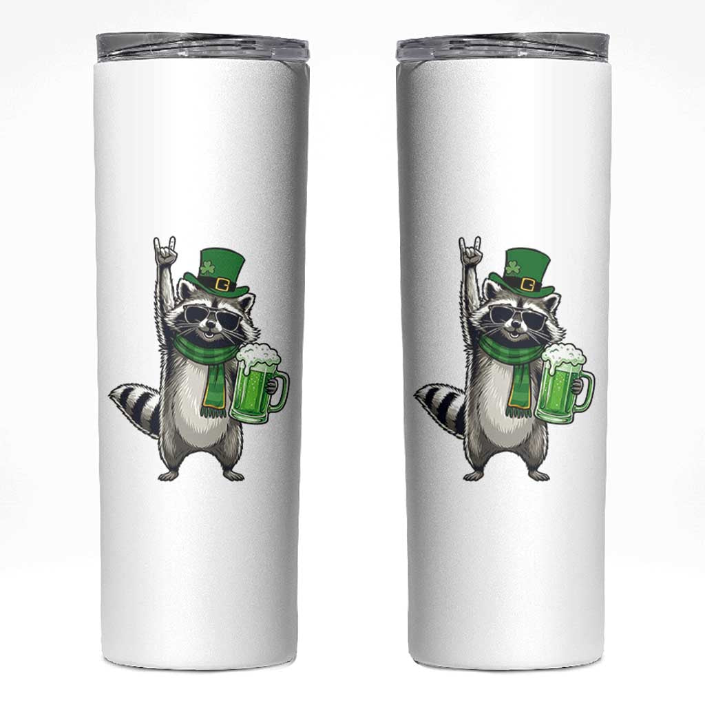 Funny Raccoon Rock On Skinny Tumbler St Patricks Day Gift
