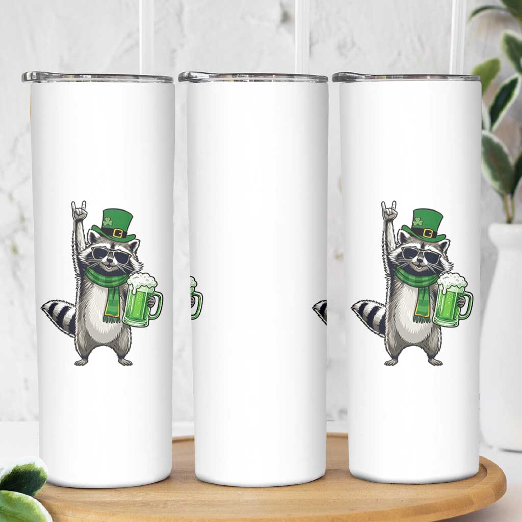 Funny Raccoon Rock On Skinny Tumbler St Patricks Day Gift