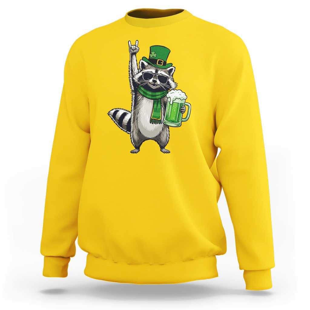 Funny Raccoon Rock On Sweatshirt St Patricks Day Gift