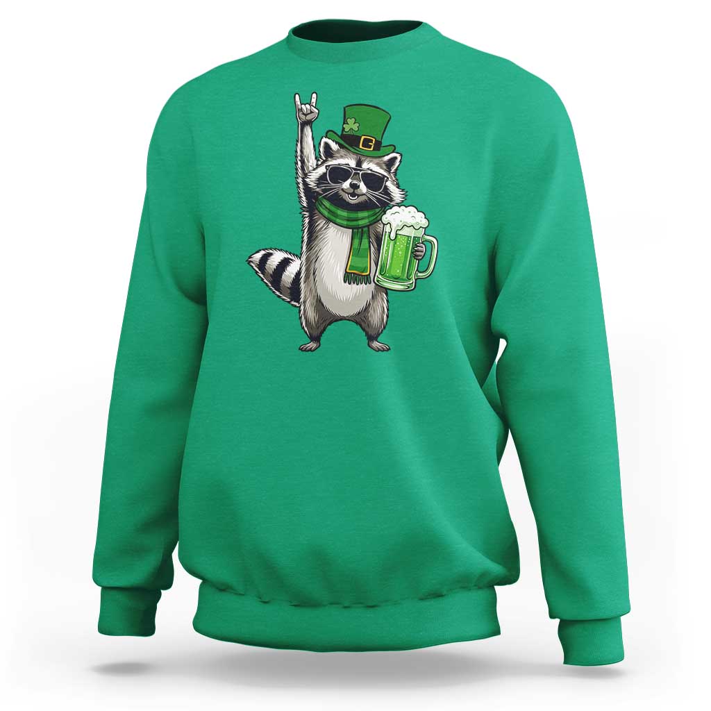 Funny Raccoon Rock On Sweatshirt St Patricks Day Gift