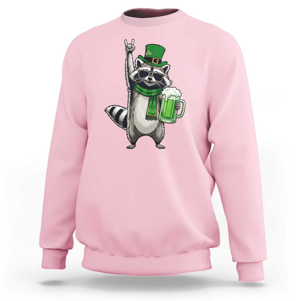 Funny Raccoon Rock On Sweatshirt St Patricks Day Gift