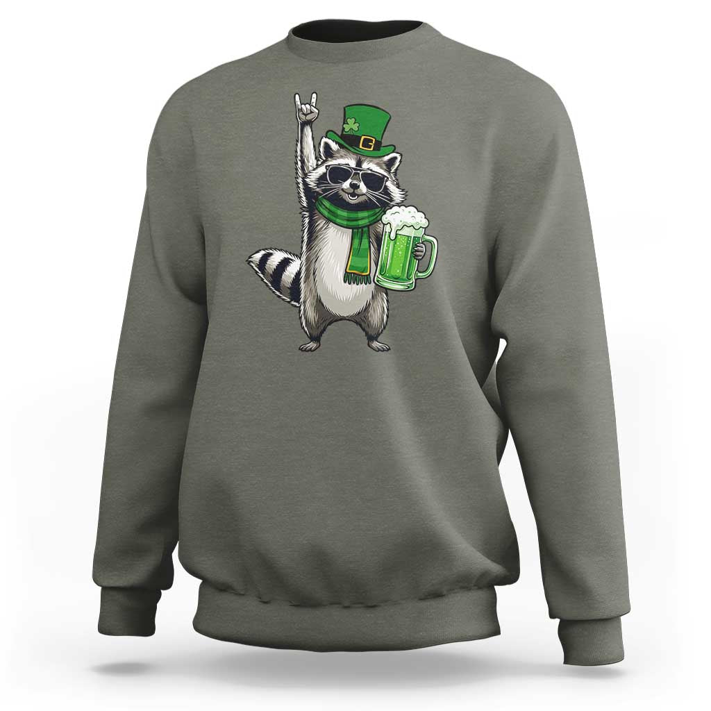 Funny Raccoon Rock On Sweatshirt St Patricks Day Gift