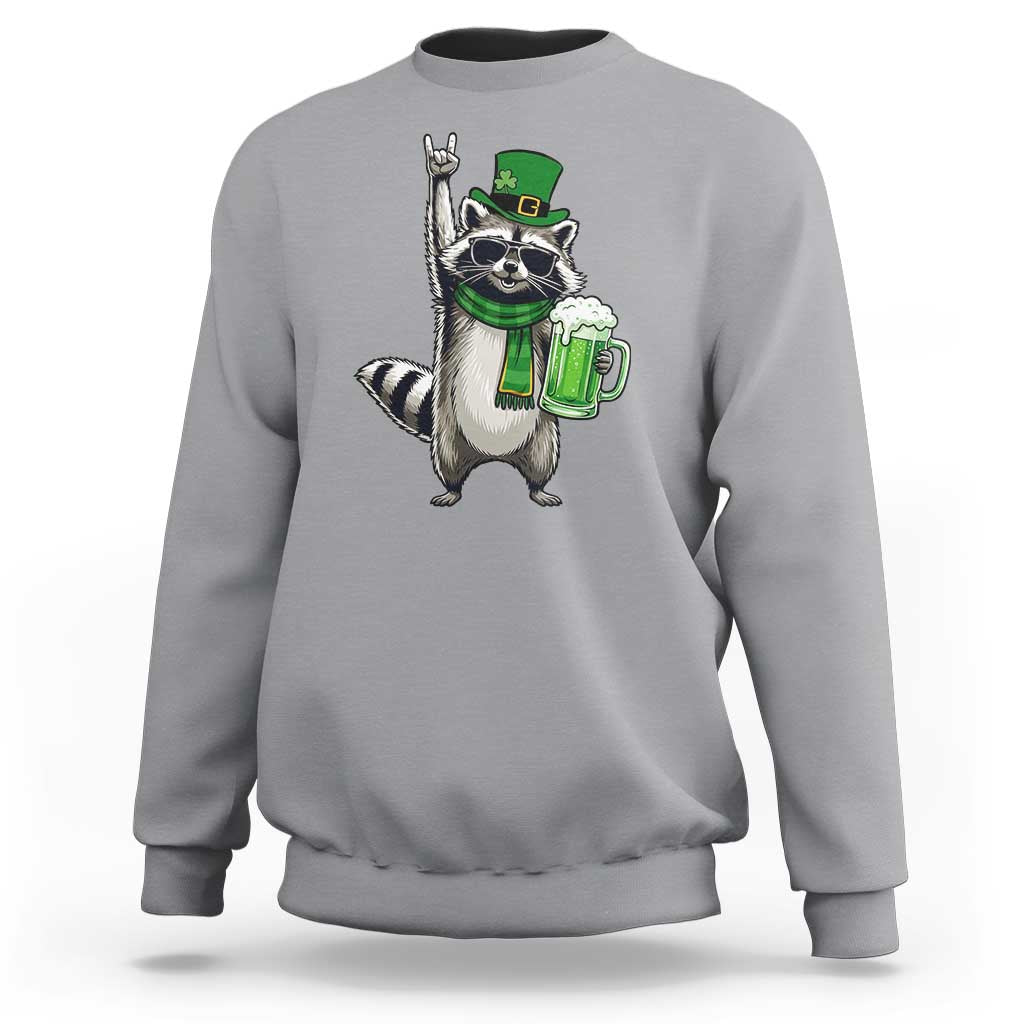 Funny Raccoon Rock On Sweatshirt St Patricks Day Gift